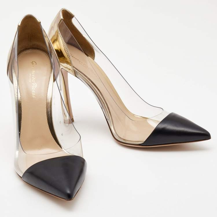 Pre Owned Gianvito Rossi Two Tone Leather and PVC Plexi Pumps Size 40
