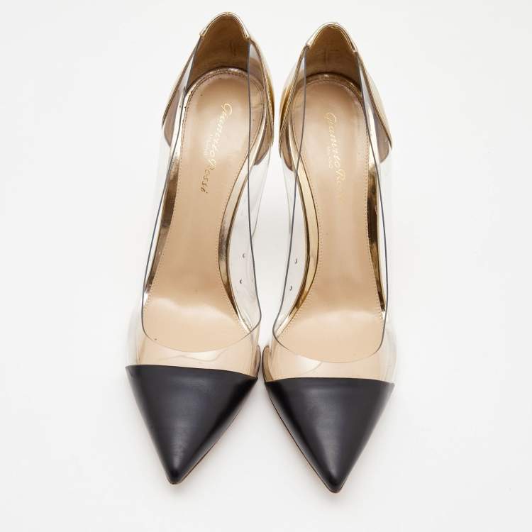Pre Owned Gianvito Rossi Two Tone Leather and PVC Plexi Pumps Size 40