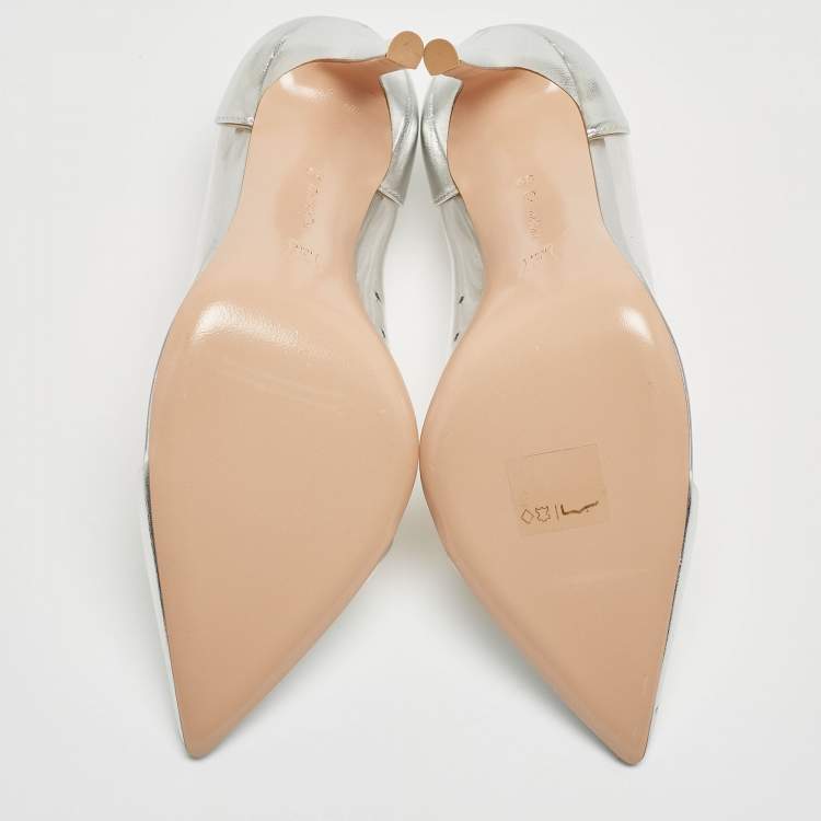 Pre Owned Gianvito Rossi Silver PVC and Leather Plexi Pumps Size 36