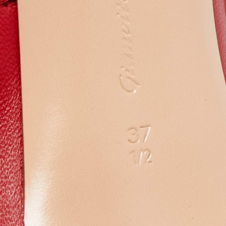 Pre Owned Gianvito Rossi Red Leather Pointed Toe Ankle Length Boots Size 37.5