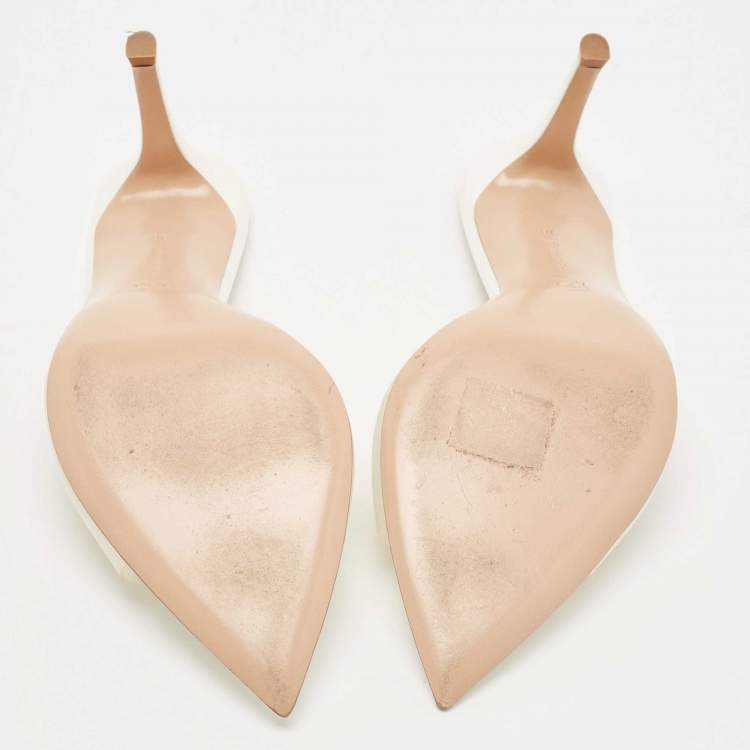 Pre Owned Gianvito Rossi White PVC Elle 105 Slide Sandals Size 38