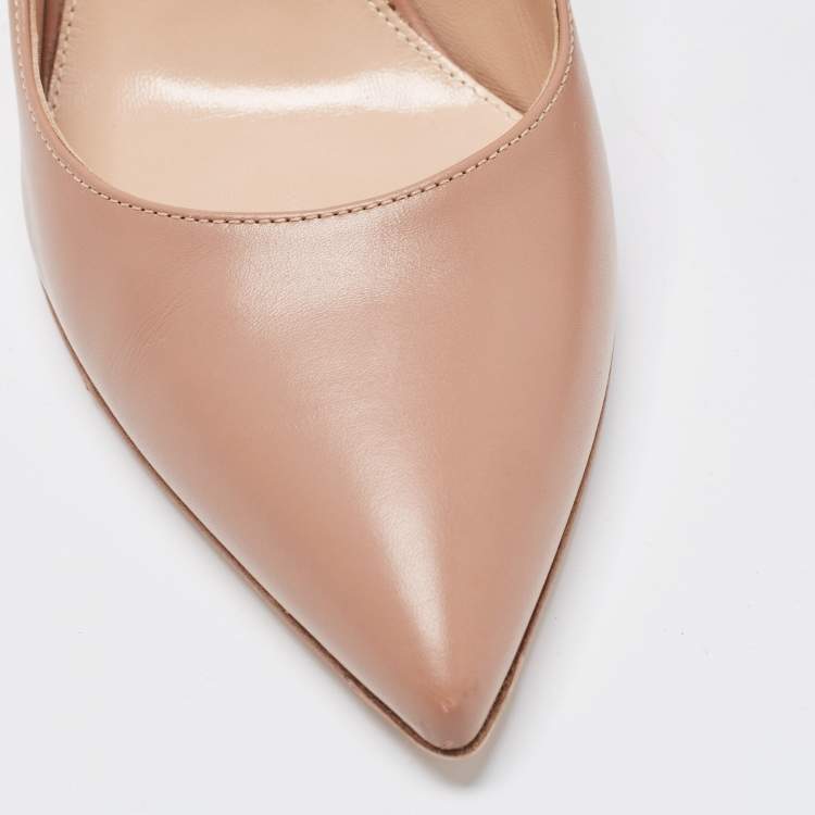 Pre Owned Gianvito Rossi Beige Leather Pointed Toe Pumps Size 37