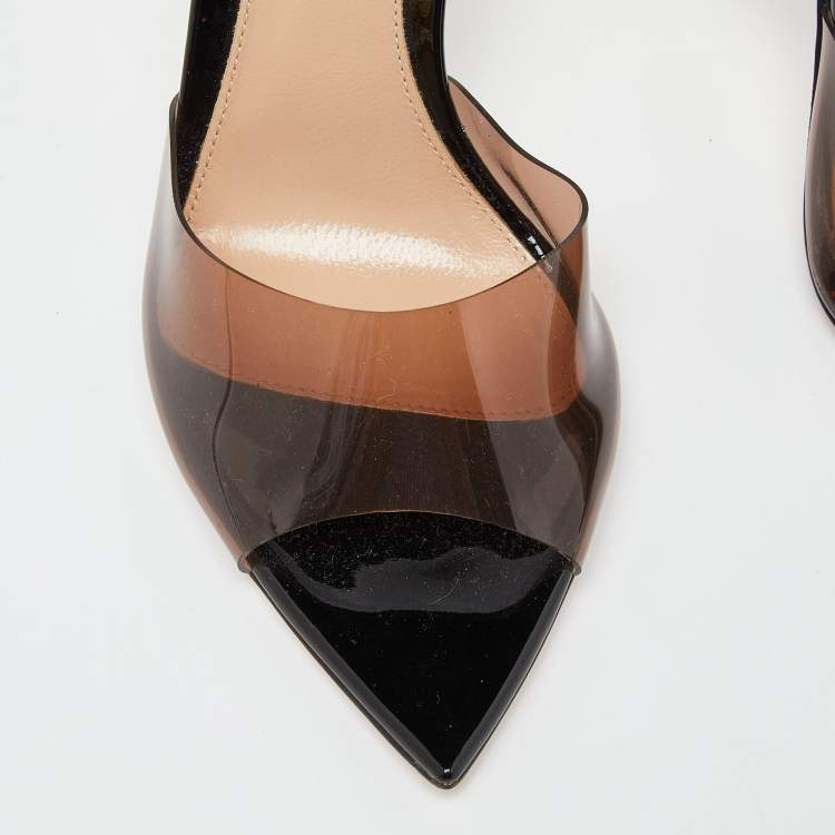 Pre Owned Gianvito Rossi Brown PVC Elle Slide Sandals Size 37