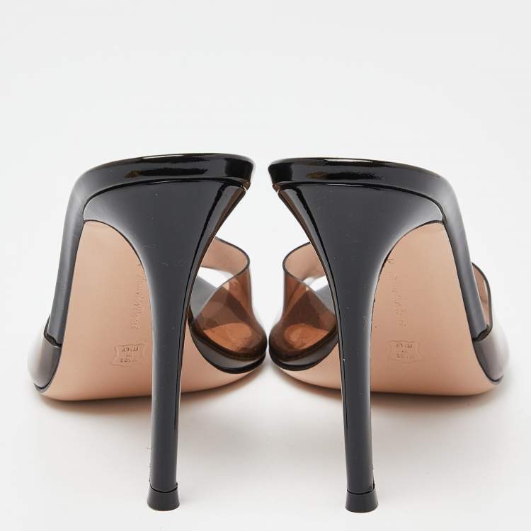 Pre Owned Gianvito Rossi Brown PVC Elle Slide Sandals Size 37