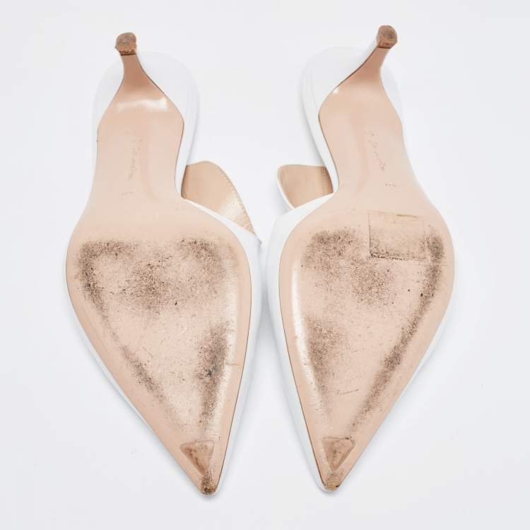 Pre Owned Gianvito Rossi White Leather Aramis Mules Size 36