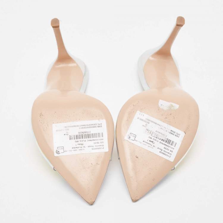 Pre Owned Gianvito Rossi Multicolor Iridescent PVC And Foil Leather Elle Slide Sandals Size 38