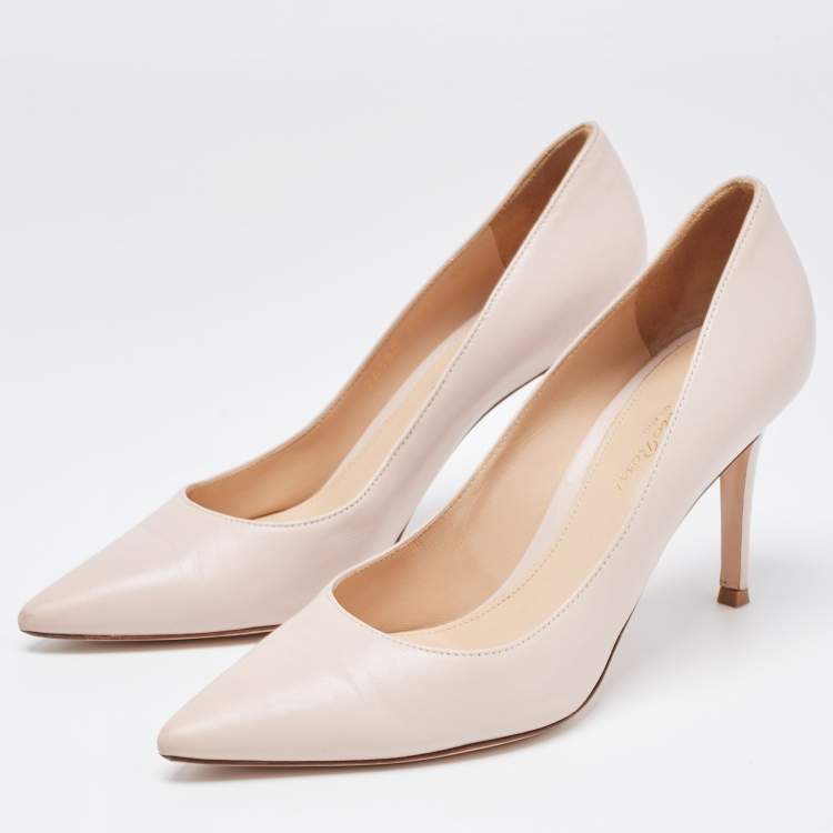 Pre Owned Gianvito Rossi Pink Leather Pointed Toe Pumps Size 37.5 