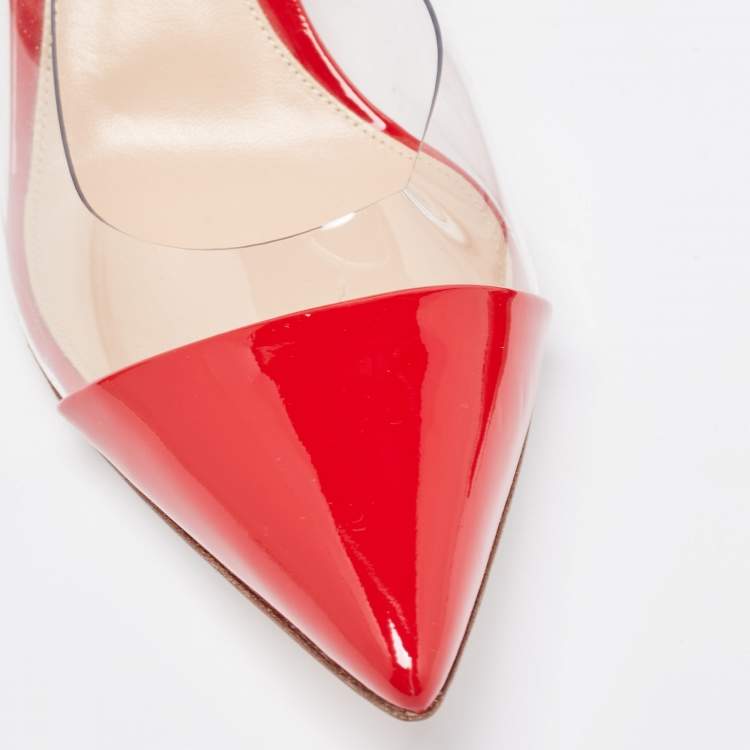 Pre Owned Gianvito Rossi Red Patent and PVC Plexi Pumps Size 38.5