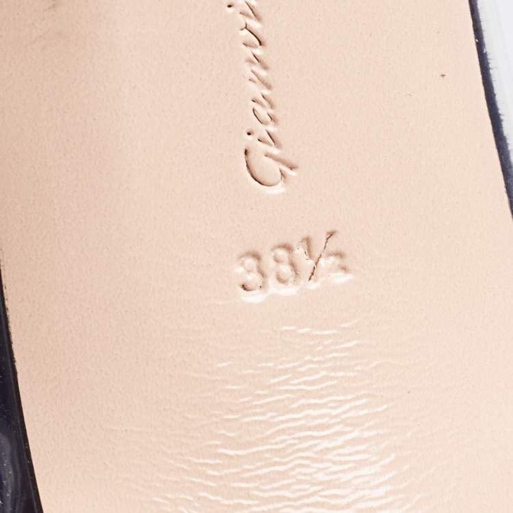 Pre Owned Gianvito Rossi Navy Blue Suede and PVC Plexi  Pumps Size 38.5