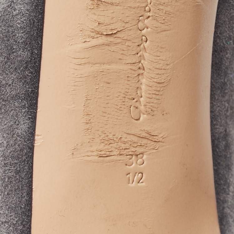 Pre Owned Gianvito Rossi Grey Suede Jane Ankle Booties Size 38.5