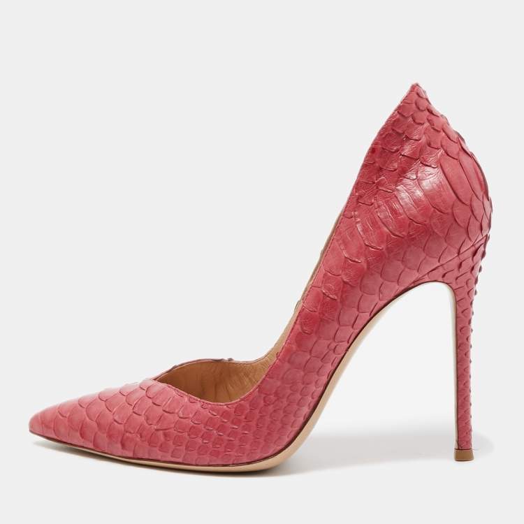 Pre Owned Gianvito Rossi Pink Python Leather Pointed Toe Pumps Size 39