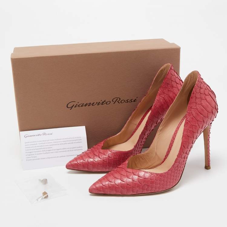 Pre Owned Gianvito Rossi Pink Python Leather Pointed Toe Pumps Size 39