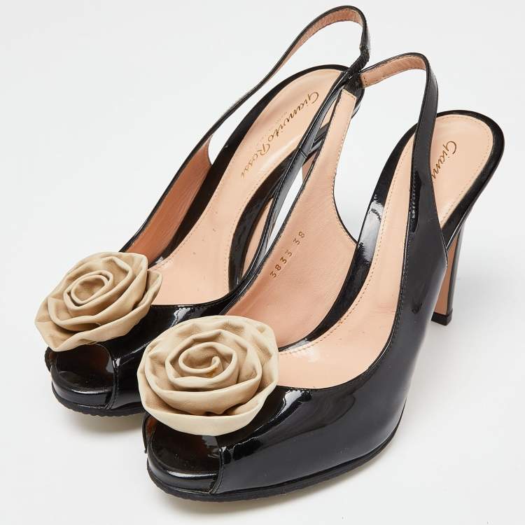 【送料&関税込】Gianvito Rossi Patent Leather Slingback Pump 85 patent leather slingback pumps in black - Gianvito Rossi