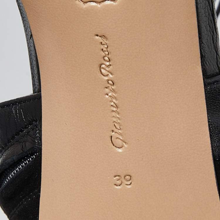 Pre Owned Gianvito Rossi Black Leather and Suede Lace Up Sandals Size 39