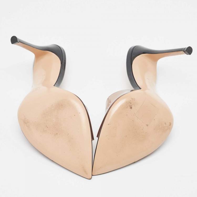 Pre Owned Gianvito Rossi Black/Brown PVC Elle Slides Size 37 