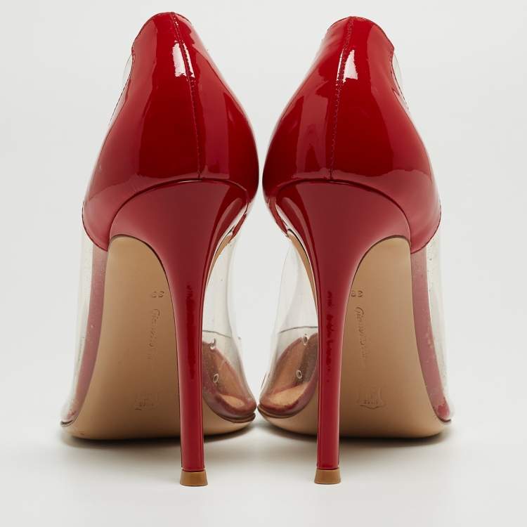 مملوكة مسبقًا Gianvito Rossi Red Patent Leather and PVC Plexi Pumps Size 39