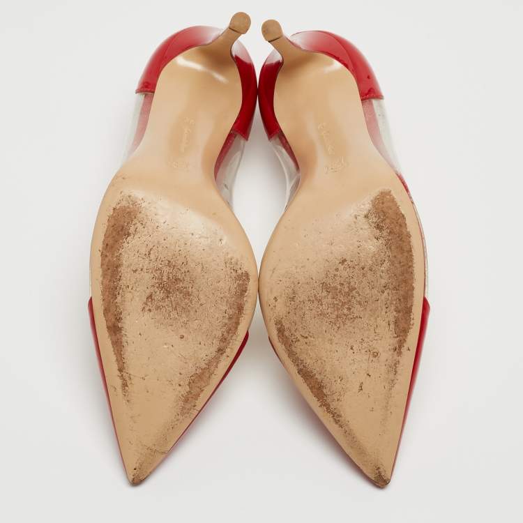 مملوكة مسبقًا Gianvito Rossi Red Patent Leather and PVC Plexi Pumps Size 39