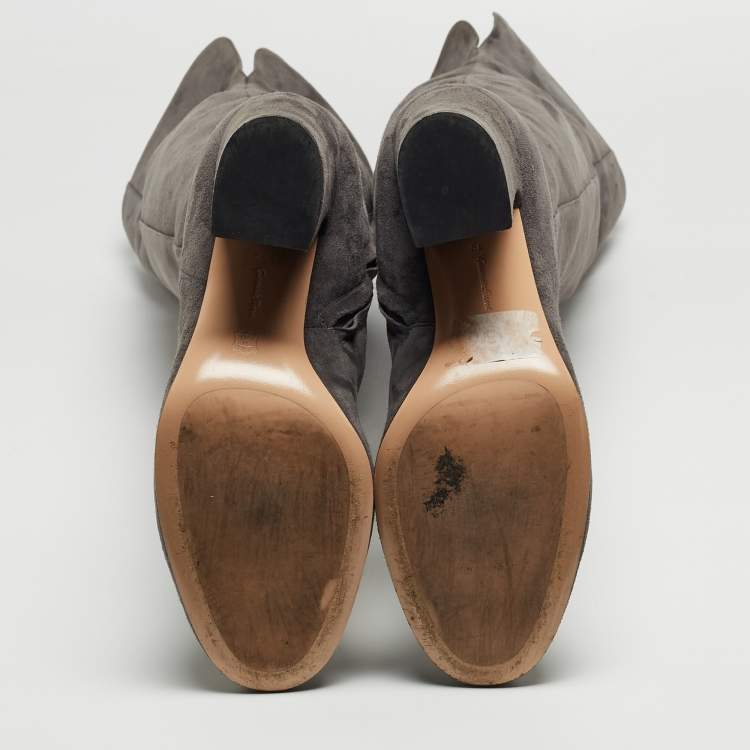 Pre Owned Gianvito Rossi Grey Suede Knee Boots Size 39