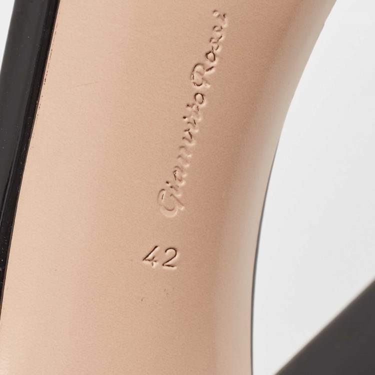 Pre Owned Gianvito Rossi Black Patent Leather Platform Ankle Strap Sandals Size 42