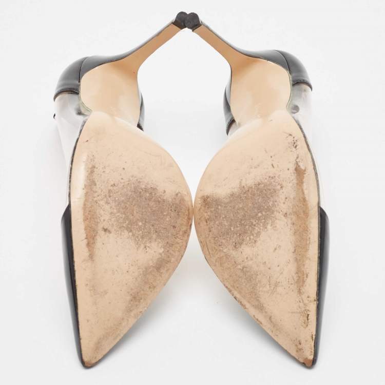 Pre Owned Gianvito Rossi Black Patent Leather and PVC Plexi Pumps Size 39