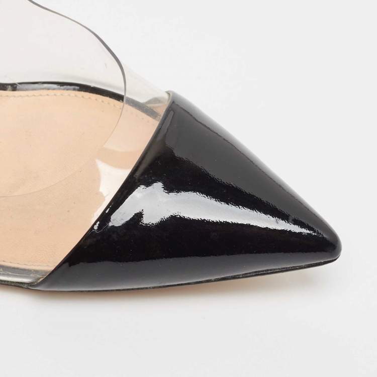 Pre Owned Gianvito Rossi Black Patent Leather and PVC Plexi Pumps Size 39