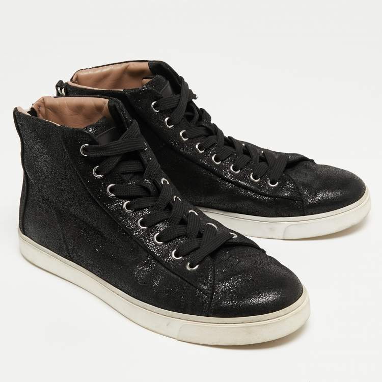 Pre Owned Gianvito Rossi Black Textured Suede High Top Sneakers Size 40