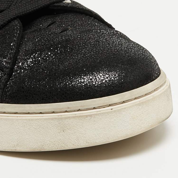 Pre Owned Gianvito Rossi Black Textured Suede High Top Sneakers Size 40