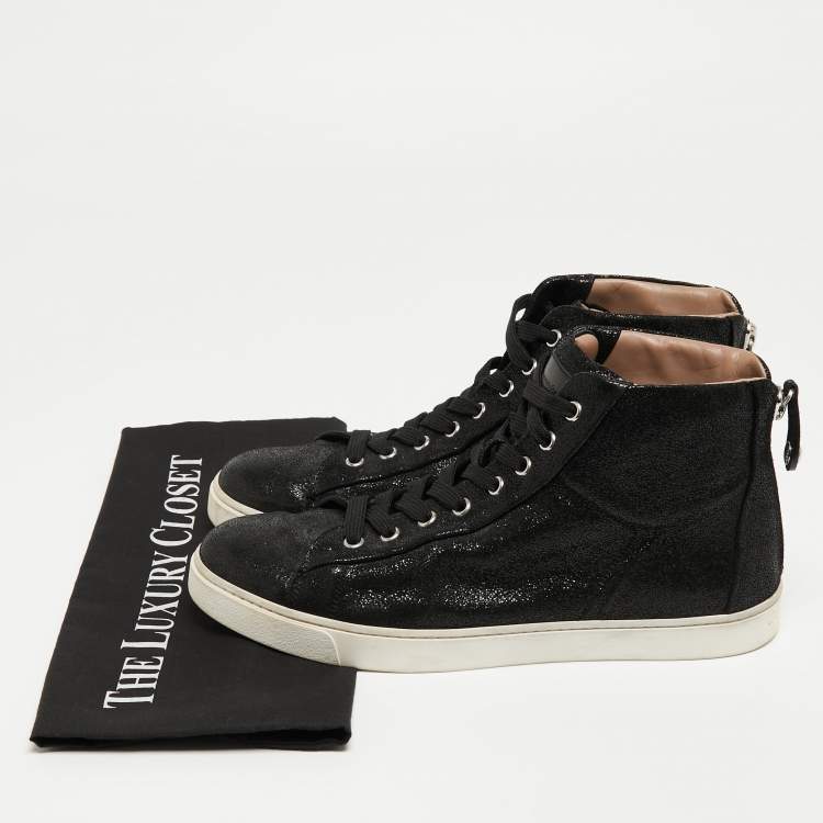 Pre Owned Gianvito Rossi Black Textured Suede High Top Sneakers Size 40