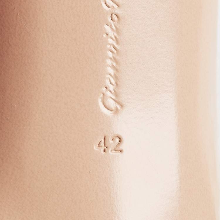 Pre Owned Gianvito Rossi Beige Patent and PVC Plexi  Pumps Size 42