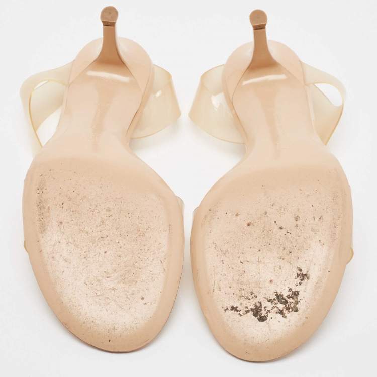 Pre Owned Giavanto Rossi Beige PVC Metropolis Sandals Size 38.5