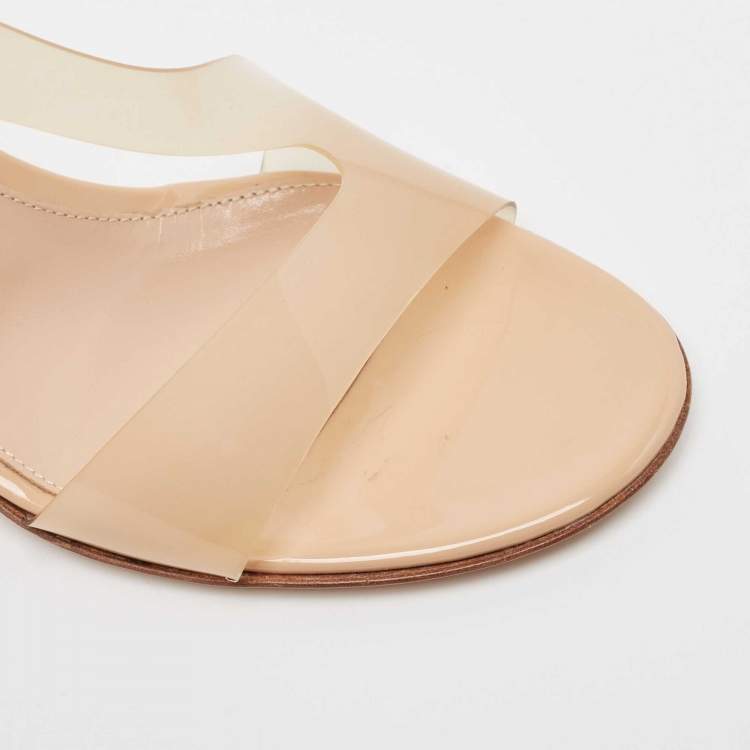 Pre Owned Giavanto Rossi Beige PVC Metropolis Sandals Size 38.5