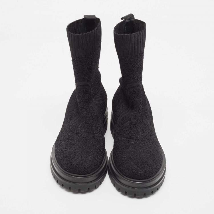 Pre Owned Gianvito Rossi Black Fabric Sock Ankle Boots Size 36