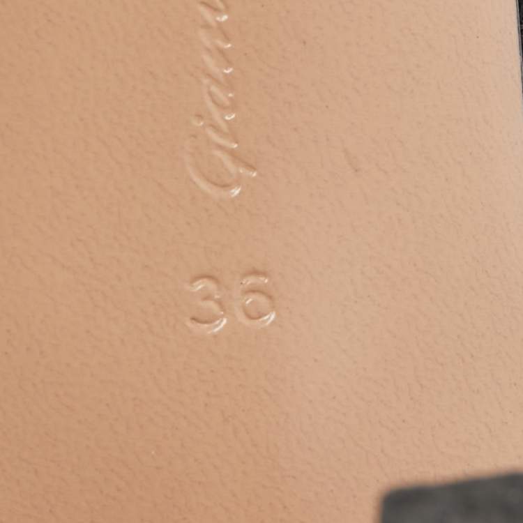 Pre Owned Gianvito Rossi Black Leather Studded Luxor Slide Sandals Size 36