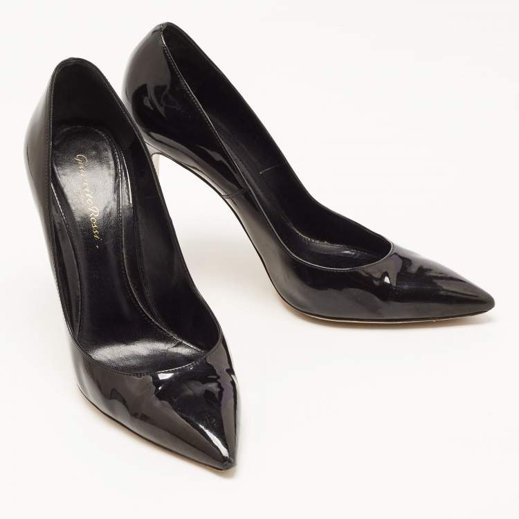 Pre Owned Gianvito Rossi Black Patent Leather Pointed Toe Pumps Size 40