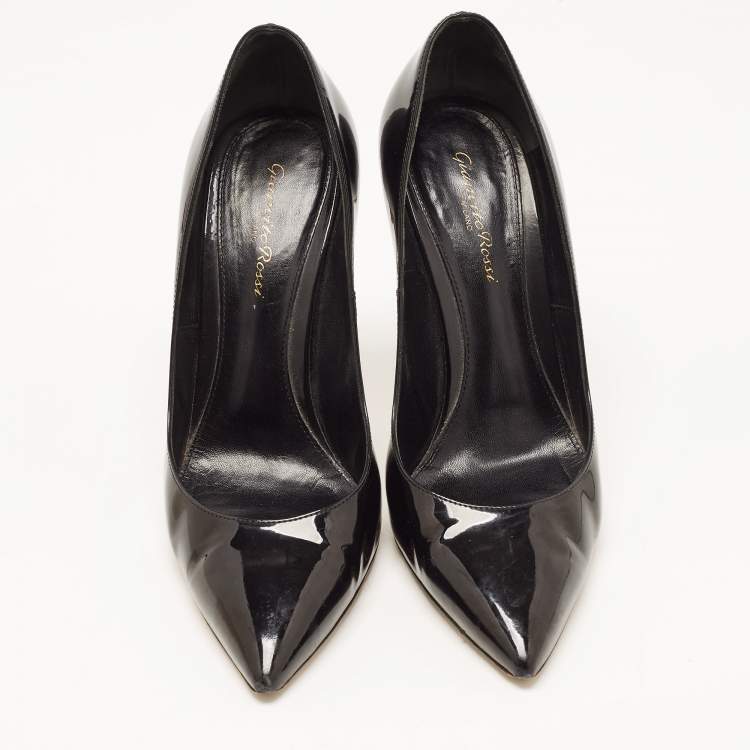 Pre Owned Gianvito Rossi Black Patent Leather Pointed Toe Pumps Size 40