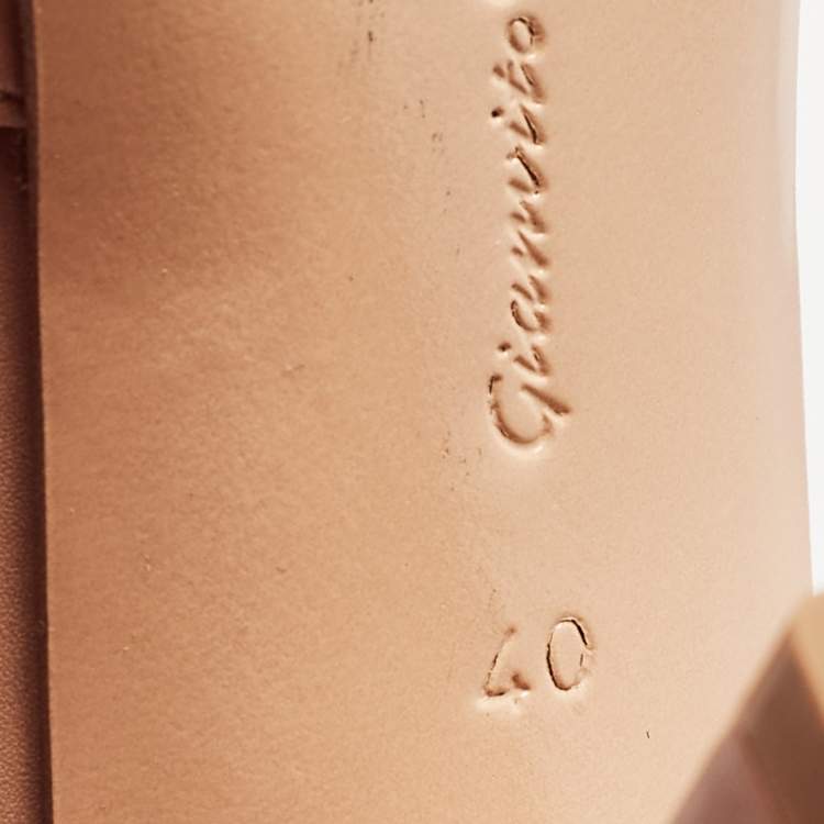 Pre Owned Gianvito Rossi Beige Leather Ankle Strap Block Heel Pumps Size 40