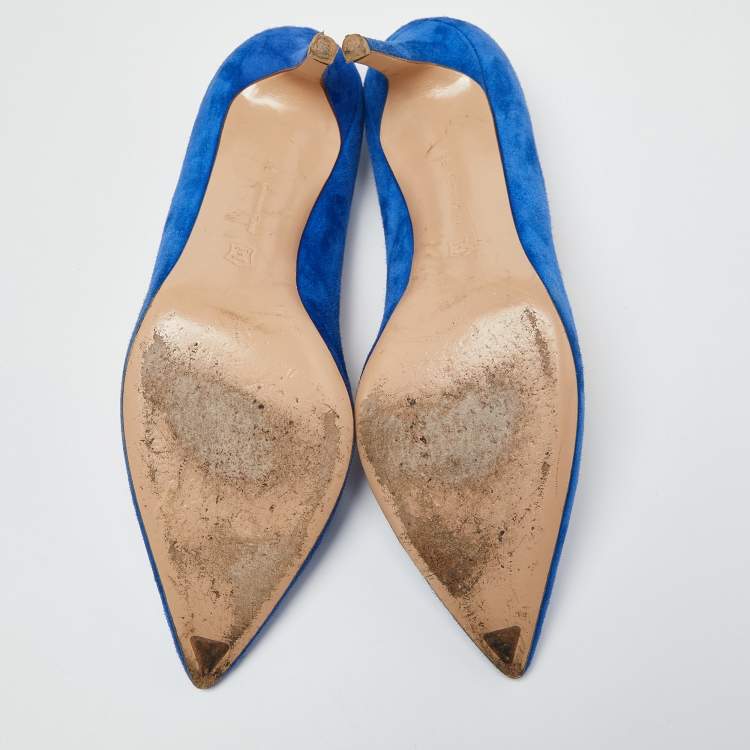 Pre Owned Gianvito Rossi Blue Suede Gianvito 105 Pumps Size 40.5