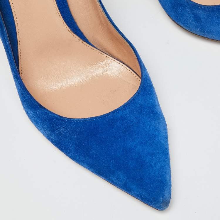 Pre Owned Gianvito Rossi Blue Suede Gianvito 105 Pumps Size 40.5
