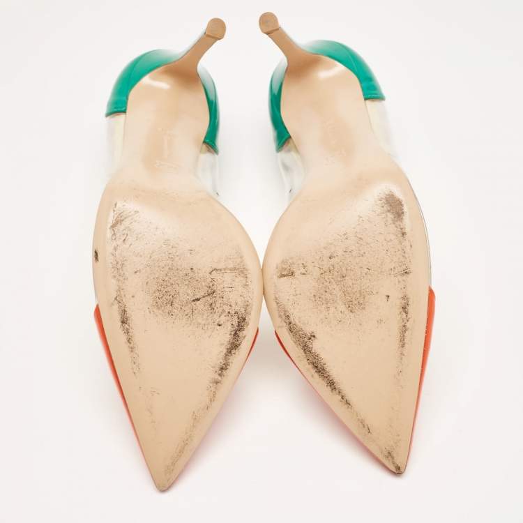 Pre Owned Gianvito Rossi Multicolor Patent Leather and PVC Plexi Pumps Size 39.5