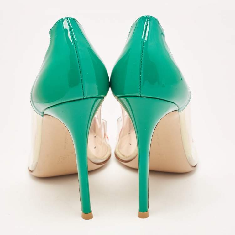 Pre Owned Gianvito Rossi Multicolor Patent Leather and PVC Plexi Pumps Size 39.5
