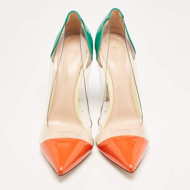 Pre Owned Gianvito Rossi Multicolor Patent Leather and PVC Plexi Pumps Size 39.5