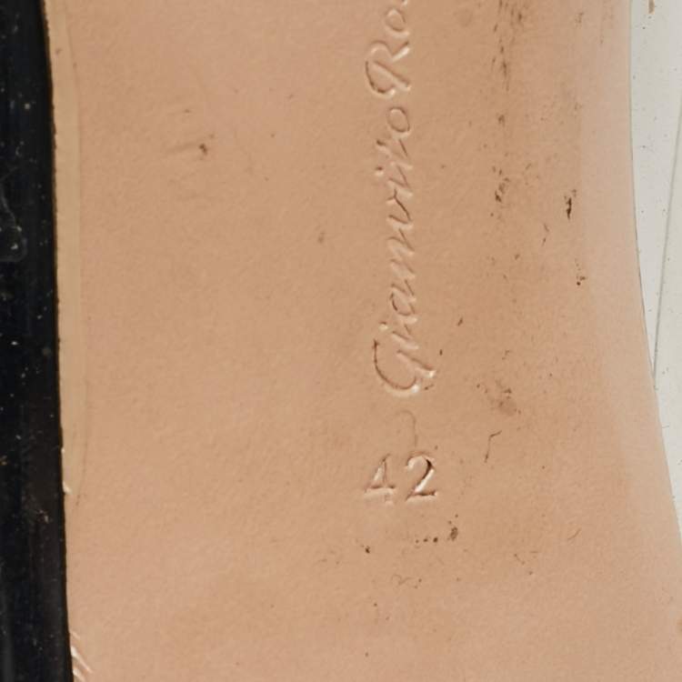 Pre Owned Gianvito Rossi Black/Transparent Polka Dot Fabric And PVC Plexi Pointed Toe Pumps Size 42