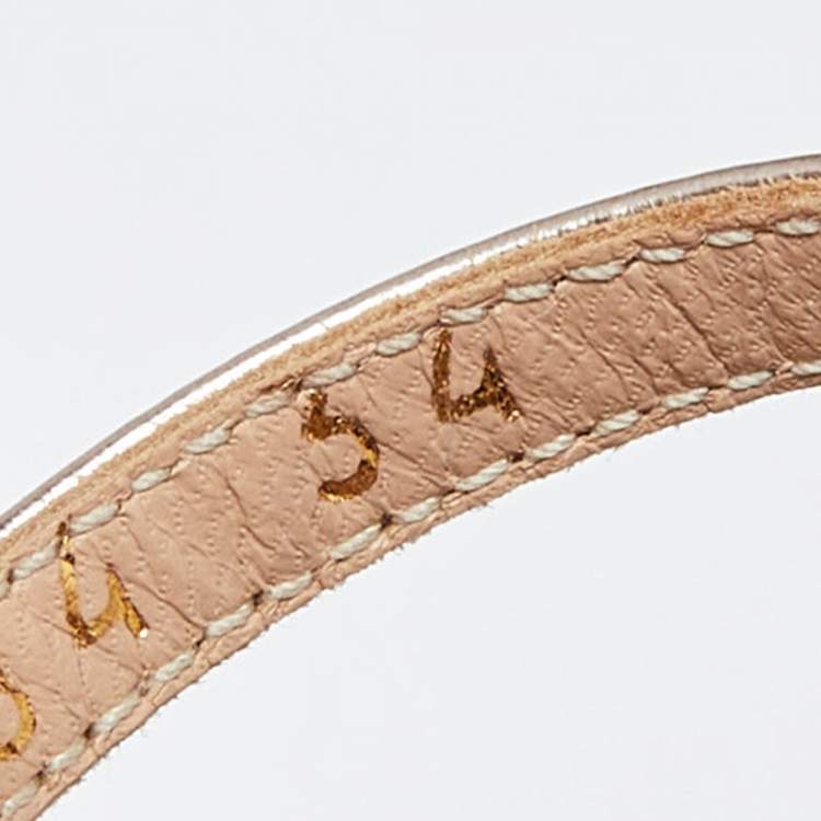 Pre Owned Gianvito Rossi Rose Gold Mirror Leather and PVC Ankle Strap Sandals Size 34