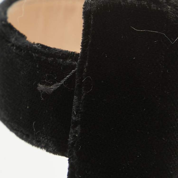 Pre Owned Gianvito Rossi Black Velvet Portofino Sandals Size 40