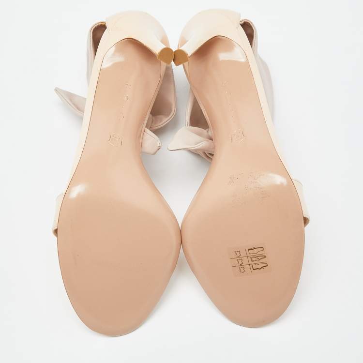 Pre Owned Gianvito Rossi Beige Patent Leather Ankle Cuff Sandals Size 38