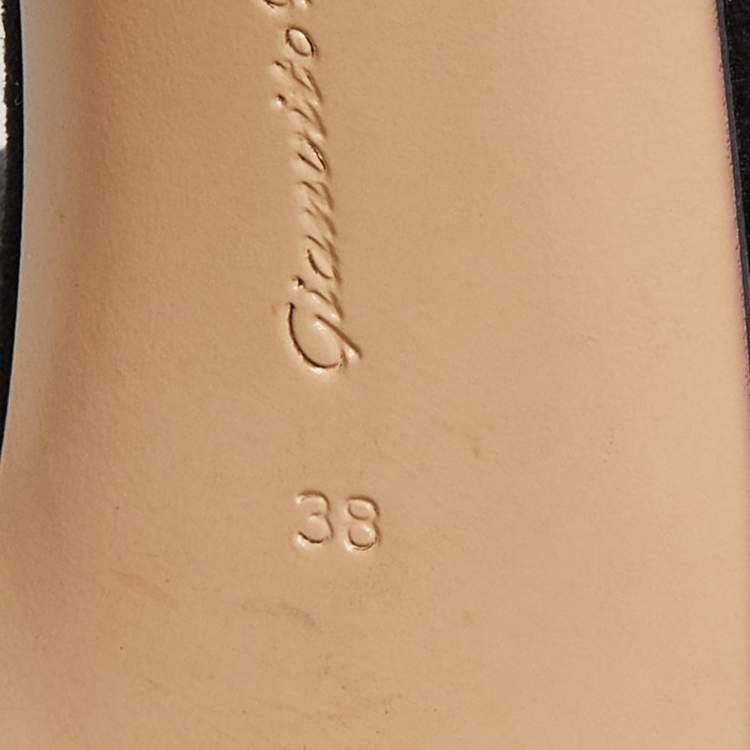 Pre Owned Gianvito Rossi Black Suede and Leather Ankle Cuff Sandals Size 38