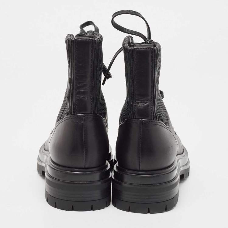 Pre Owned Gianvito Rossi Black Leather Combat Boots Size 35.5