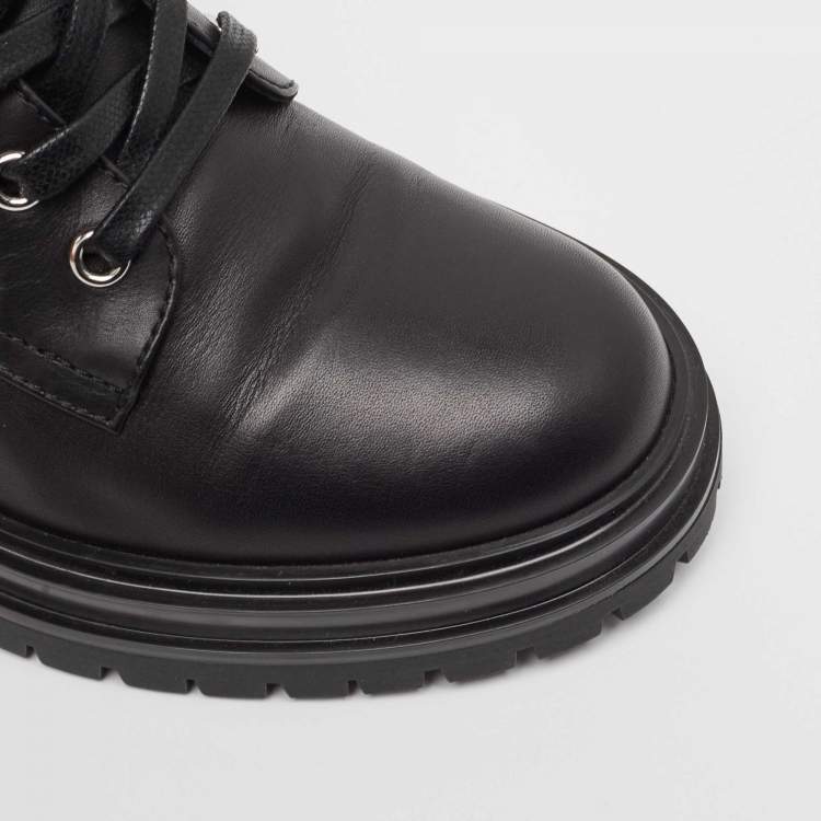 Pre Owned Gianvito Rossi Black Leather Combat Boots Size 35.5