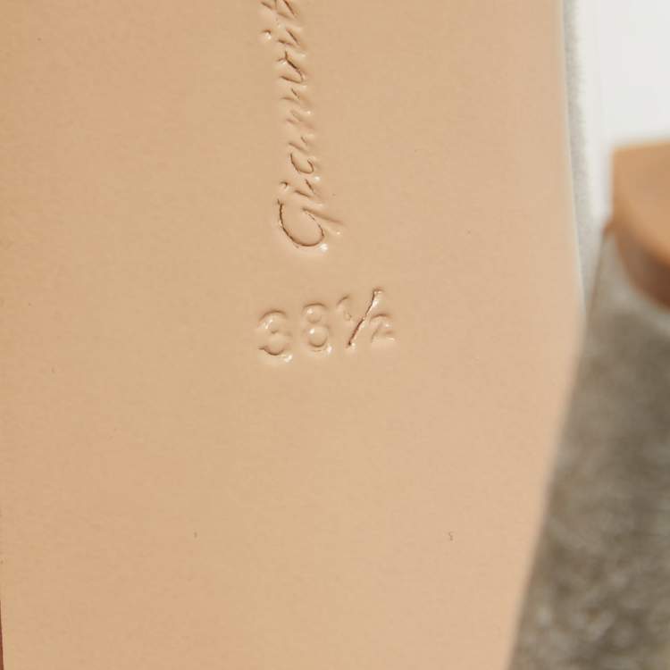 مملوكة مسبقًا Gianvito Rossi Grey Suede and PVC Plexi Pointed Toe Pumps Size 38.5