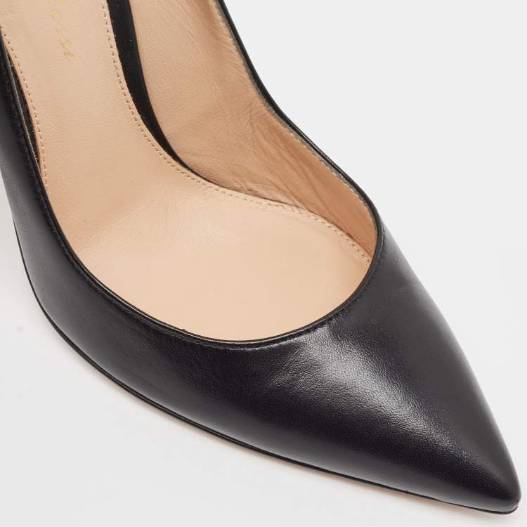 Pre Owned Gianvito Rossi Black Leather Pointed Toe Pumps Size 36.5